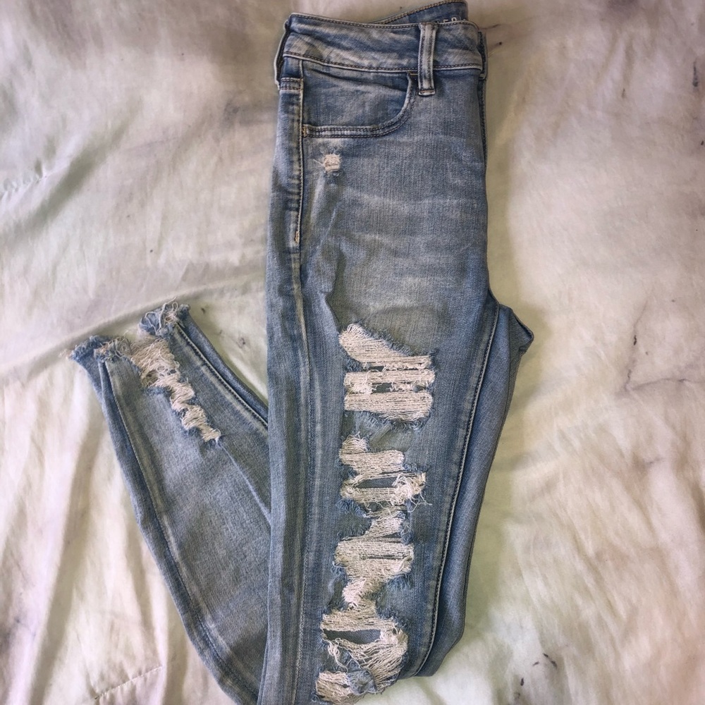 American Eagle High Waisted Ripped Jeans